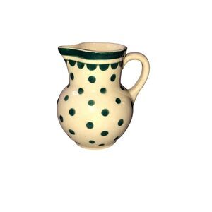 Vintage ERphila Czechoslovakia Replacement Pitcher, Cream w/Green Trim & Dots